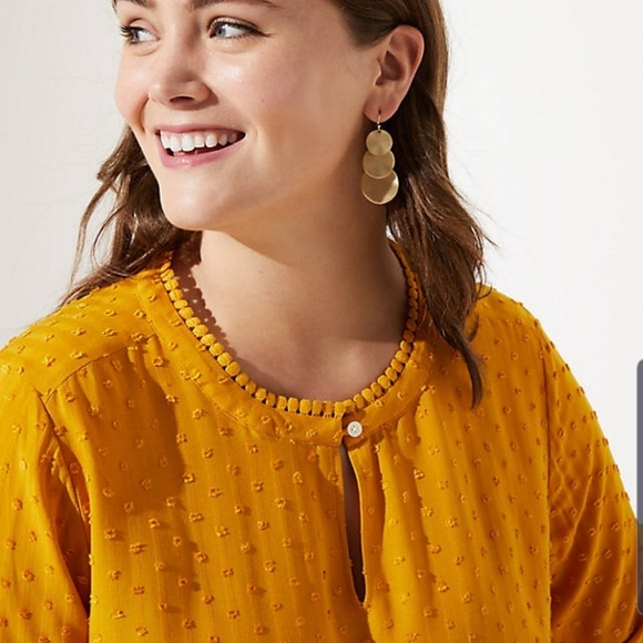 Sz 16 | loft | lacy dotted keyhole top - Picture 2 of 8